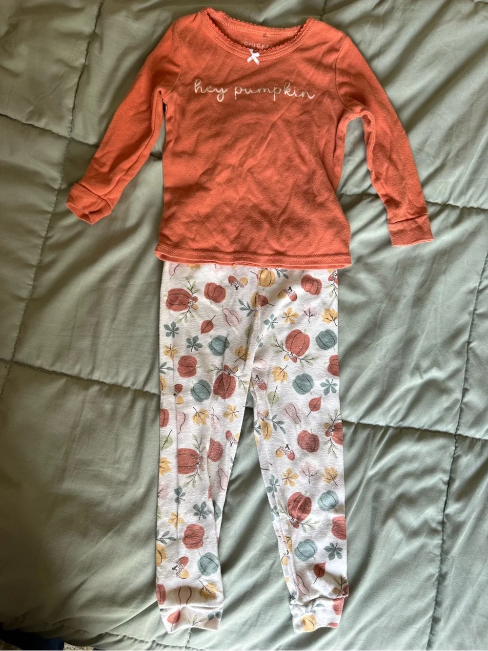 chick pea Orange 'hey pumpkin' Two-Piece Pajama Set